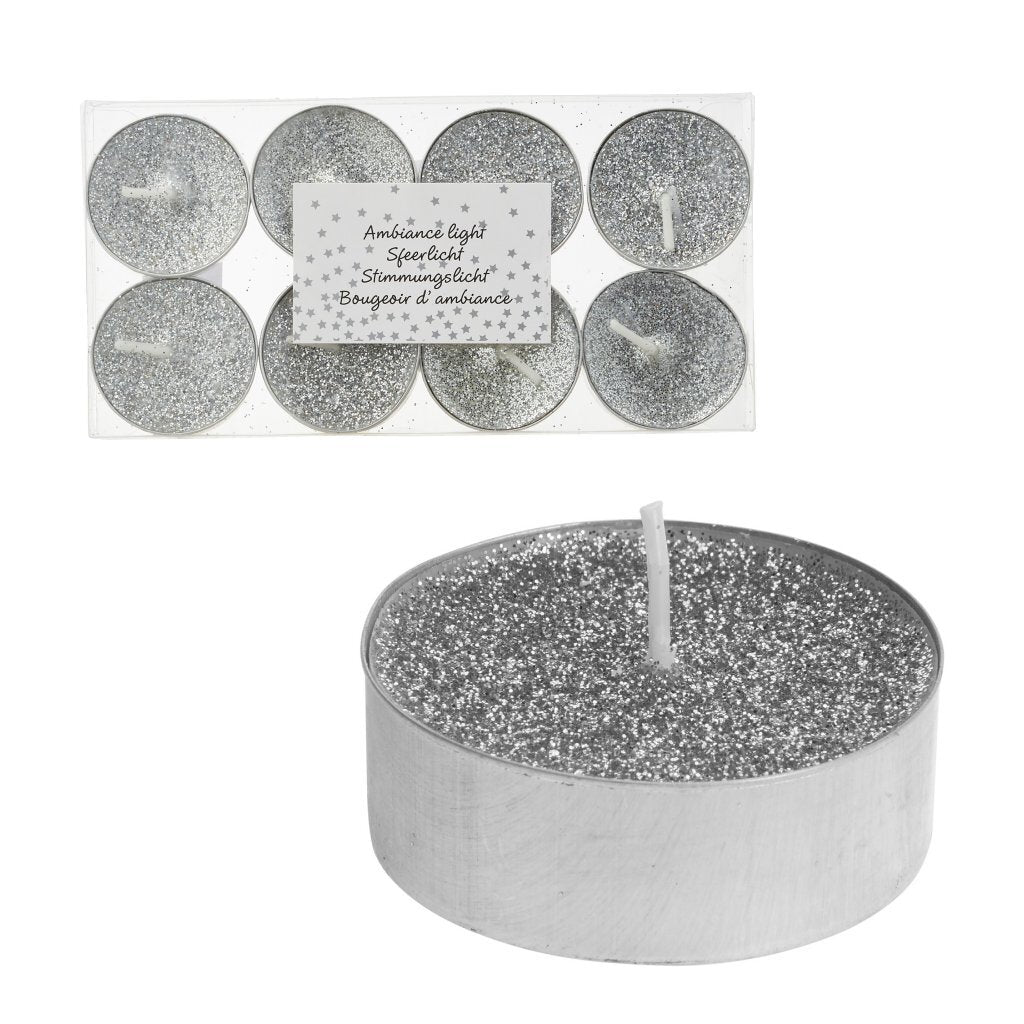 Andere Marken Glitzer-Teelichter 8 Stück silber