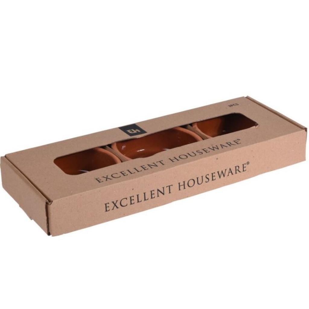 Excellent houseware terracotta tapasschalen 3 stuks