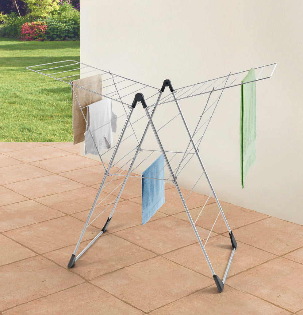 Tomado-Metaltex Vento 25 Wäscheständer 133x109x58 cm silber 25 m Trockenlänge