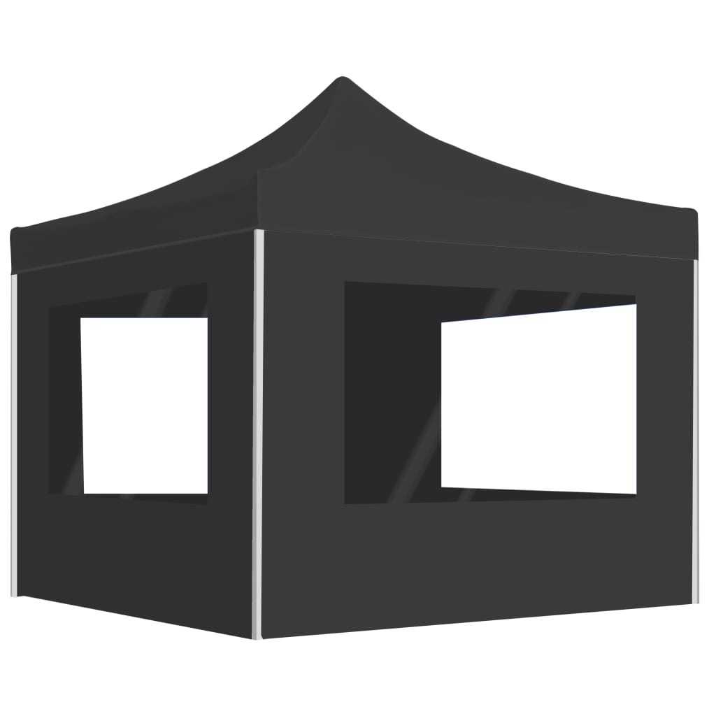 VidaXL Partyzelt, flachbar, mit Wänden, 3x3 m, Aluminium, Anthrazit
