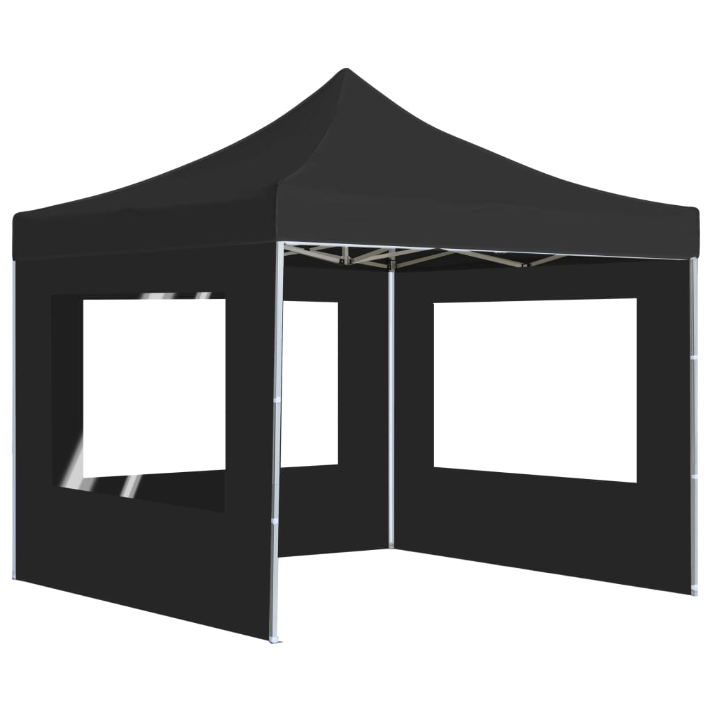 VidaXL Partyzelt, flachbar, mit Wänden, 3x3 m, Aluminium, Anthrazit