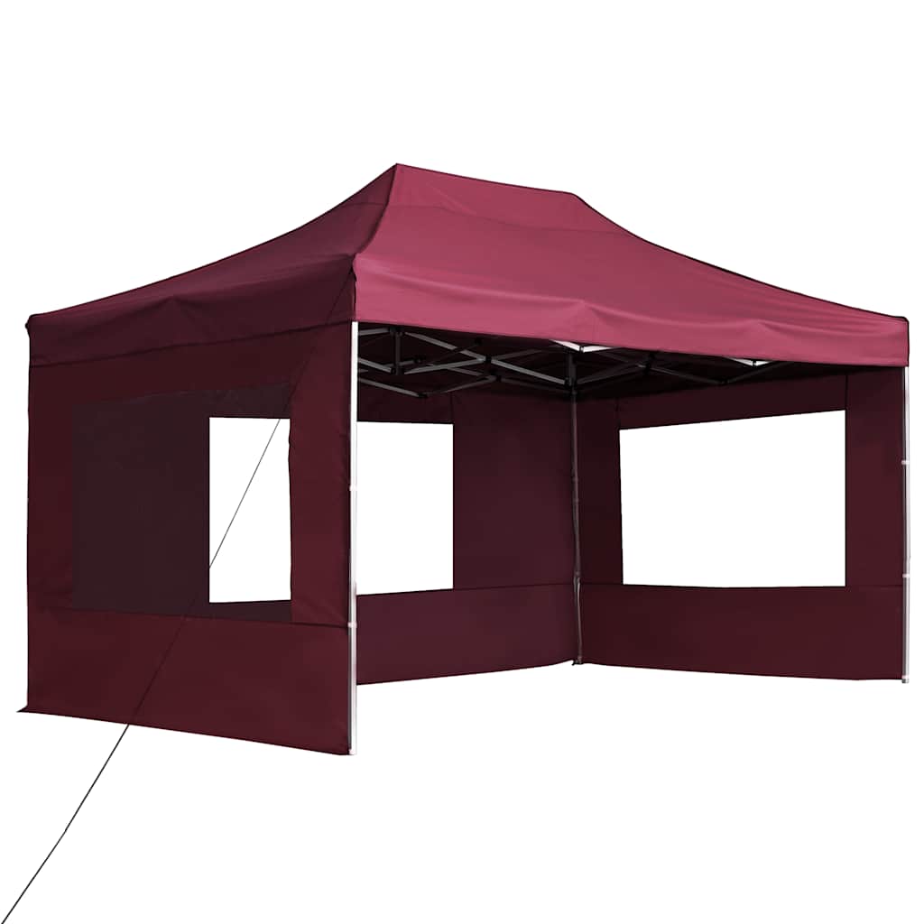 Vidaxl partytent inklapbaar met wanden 4,5x3 m aluminium wijnrood