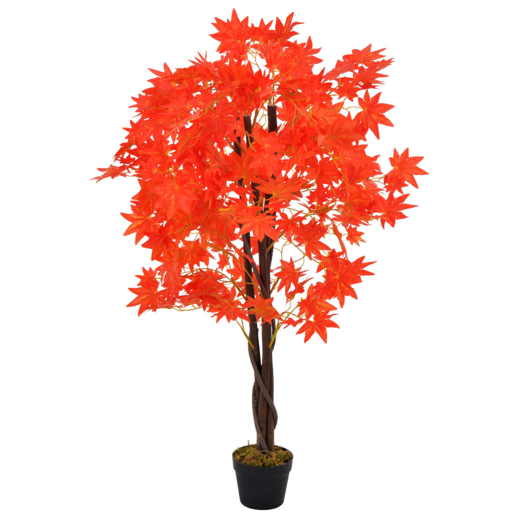 VidaXL Künstliche Pflanze mit Topf, Ahorn, 120 cm, Rot