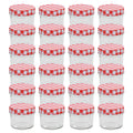 Vidaxl jampotten met wit met rode deksels 24 st 110 ml glas