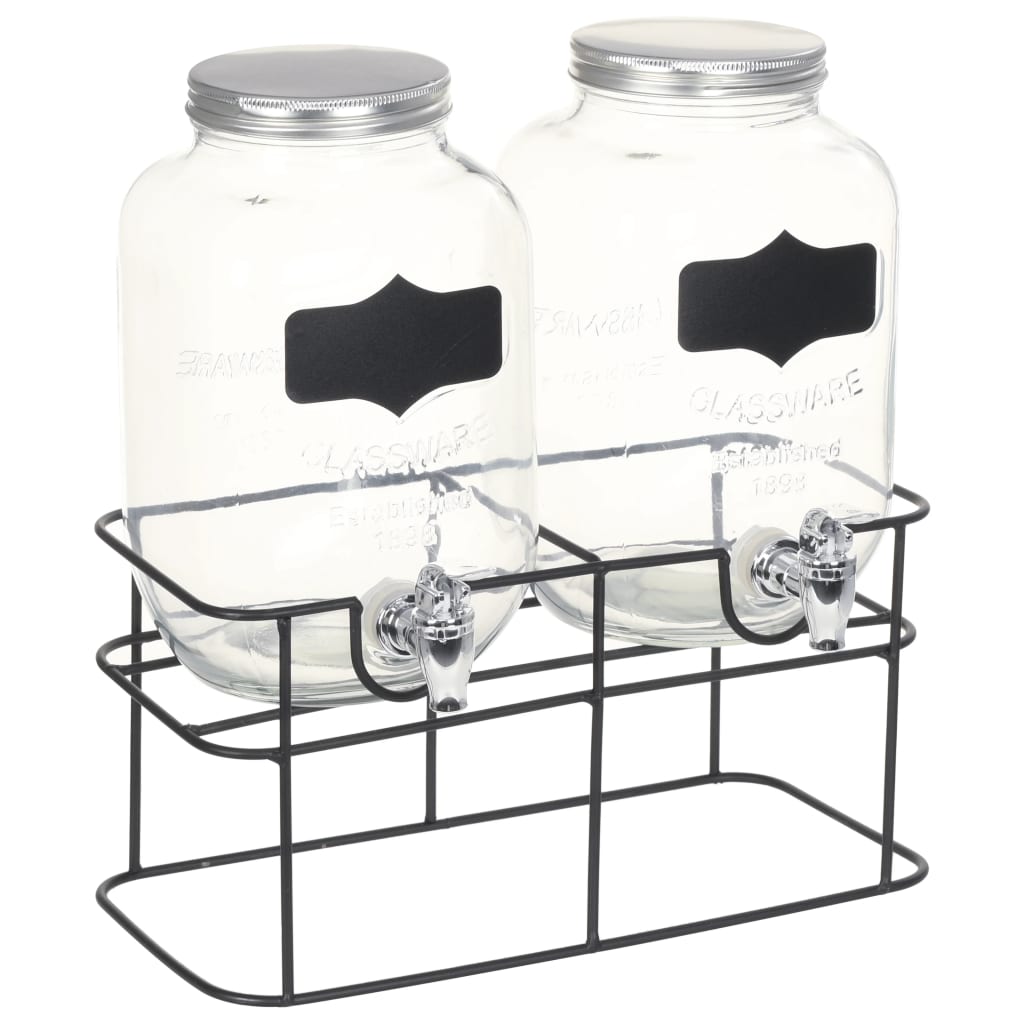 VidaXL Getränkespender, 2 Stück mit Standard-2 x 4-Liter-Glasflaschen