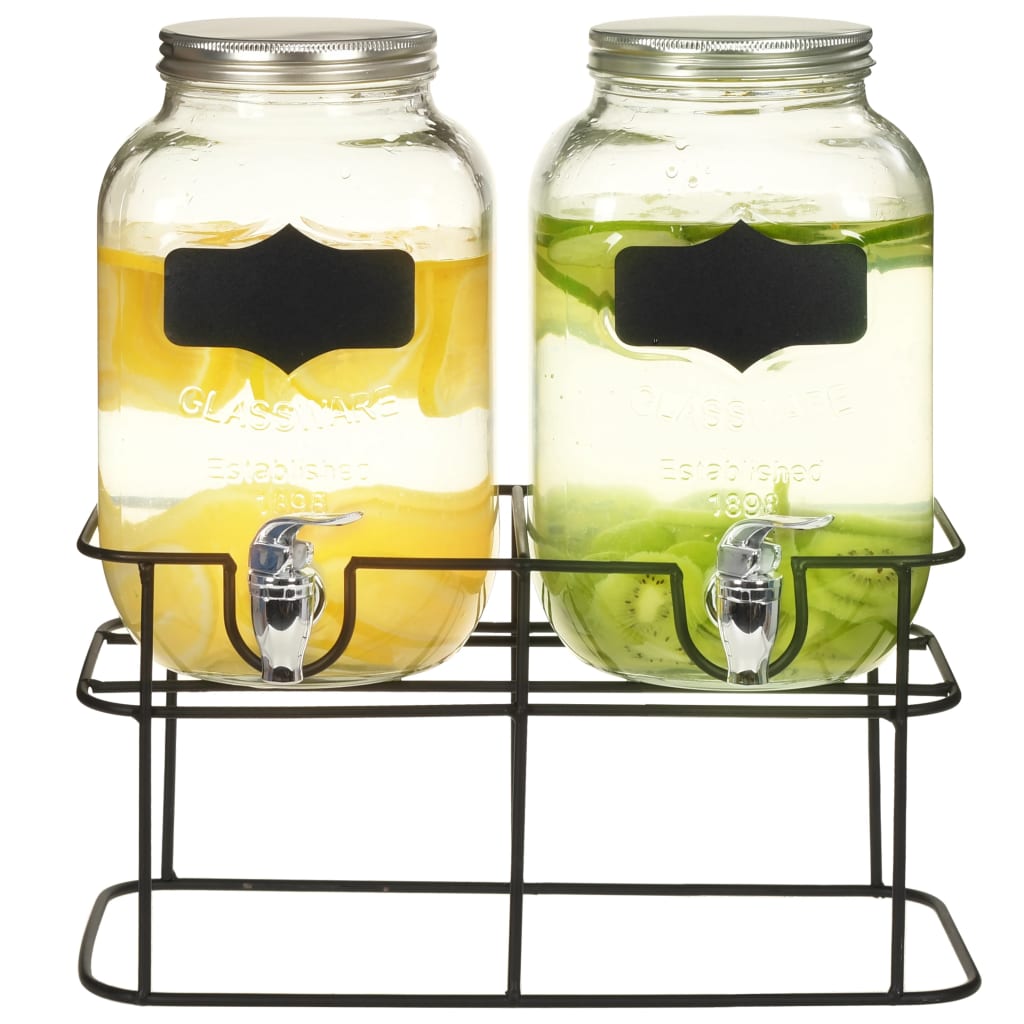 VidaXL Getränkespender, 2 Stück mit Standard-2 x 4-Liter-Glasflaschen