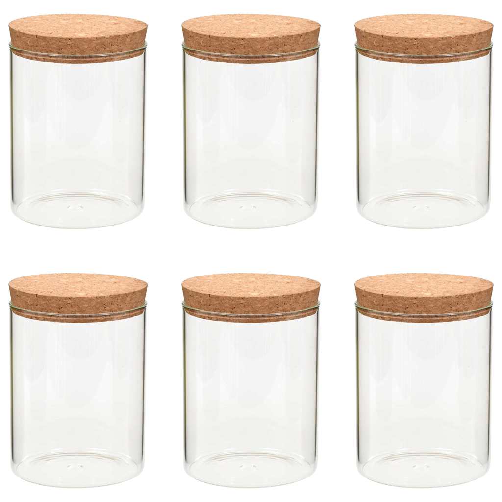 VidaXL Vorratsgläser mit Korkdeckel, 6 Stück, 650 ml, Glas