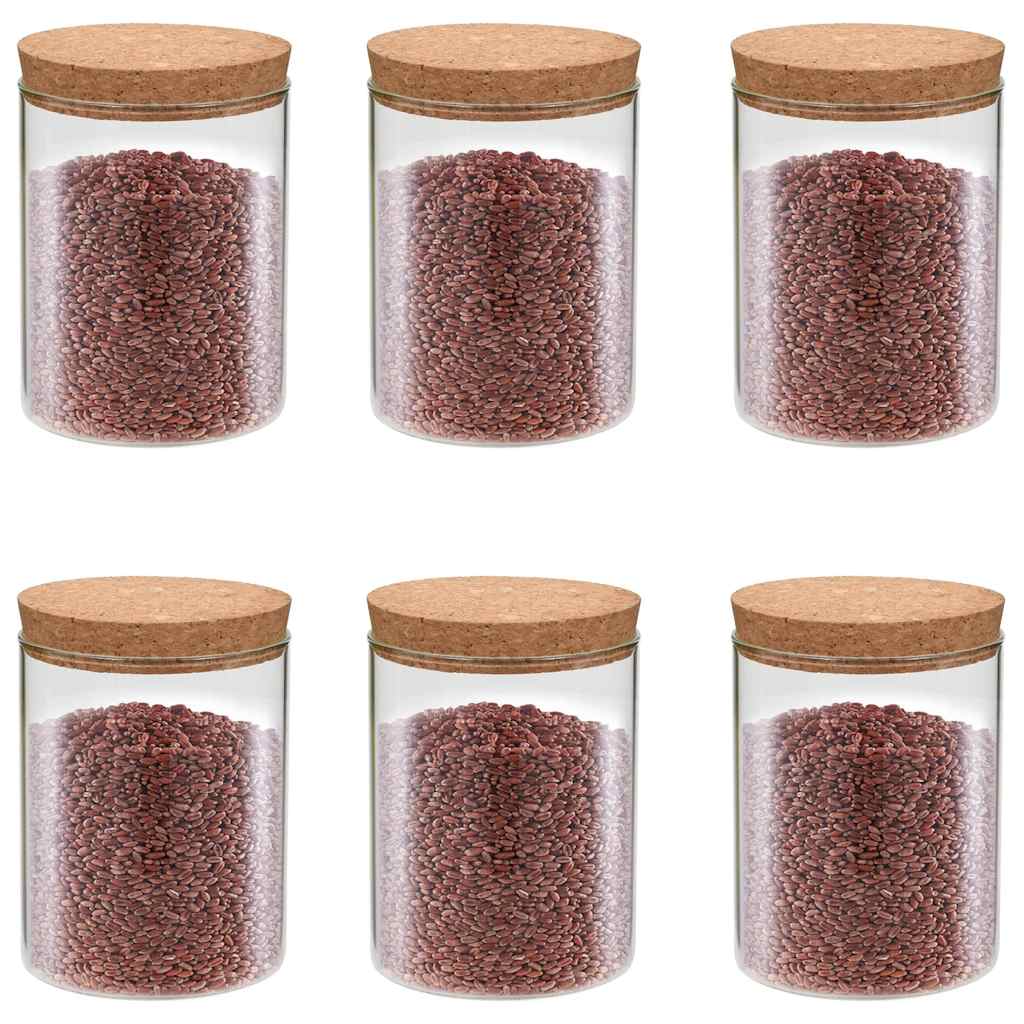 VidaXL Vorratsgläser mit Korkdeckel, 6 Stück, 650 ml, Glas