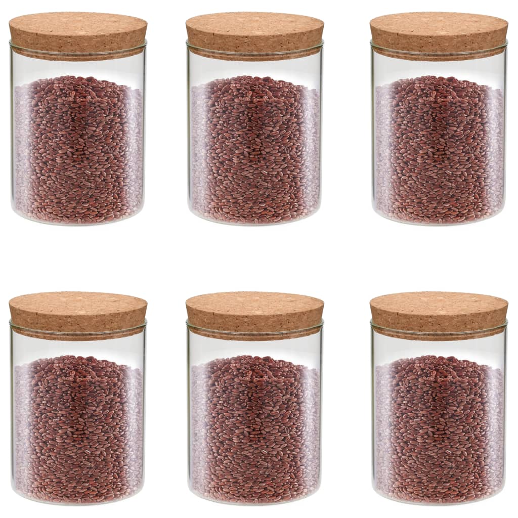 VidaXL Vorratsgläser mit Korkdeckel, 6 Stück, 650 ml, Glas