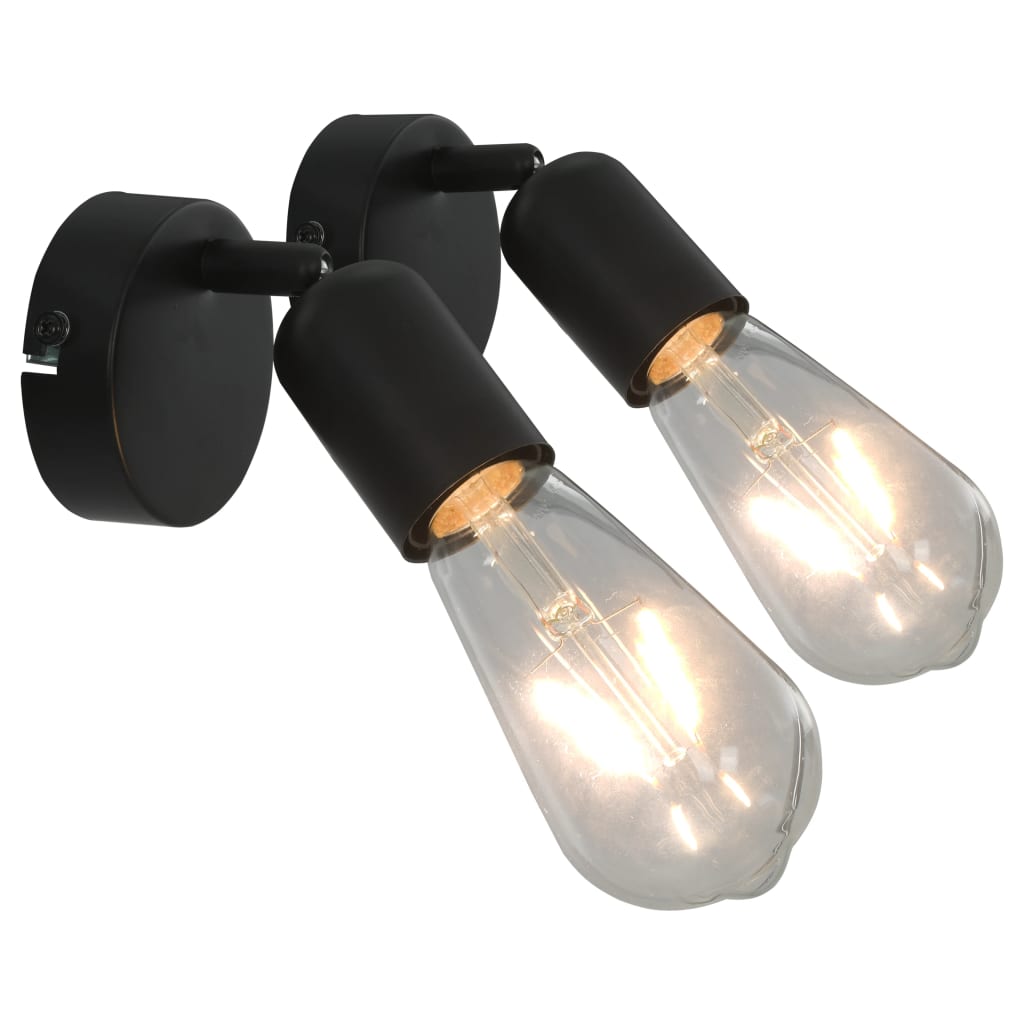 VidaXL Strahler, 2 Stück mit Glühlampen, 2 W, E27, schwarz