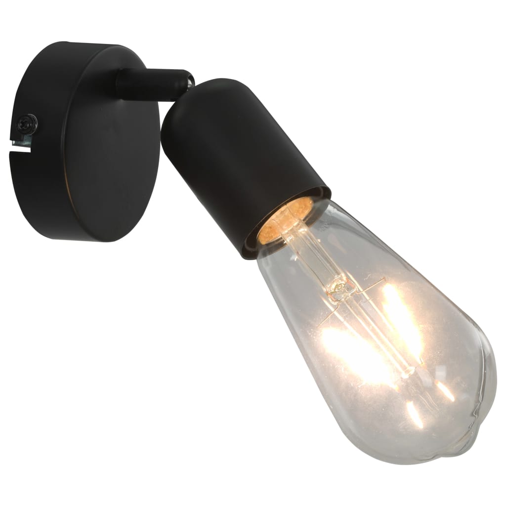 VidaXL Strahler, 2 Stück mit Glühlampen, 2 W, E27, schwarz