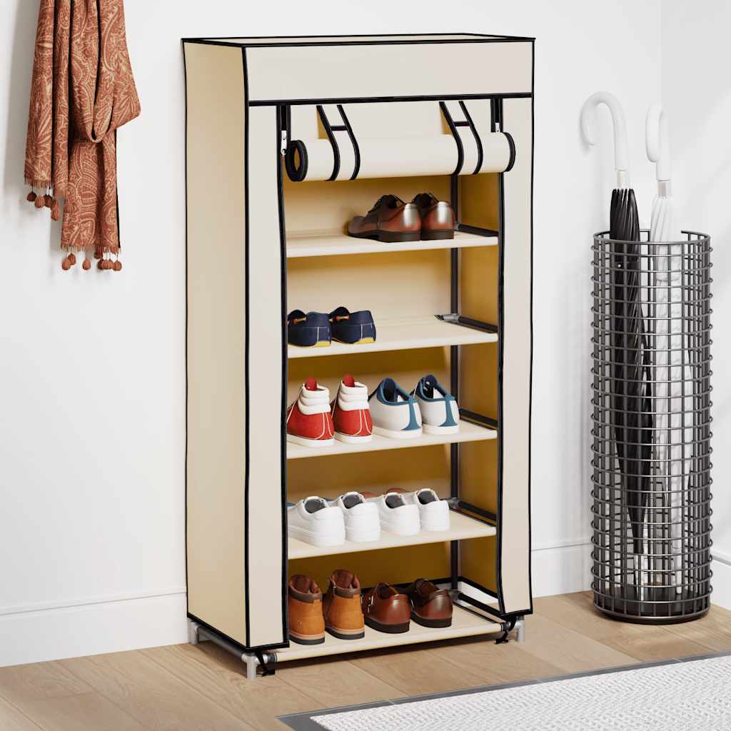 VidaXL Schuhschrank mit Abdeckung 58x28x106 cm Stoffcreme