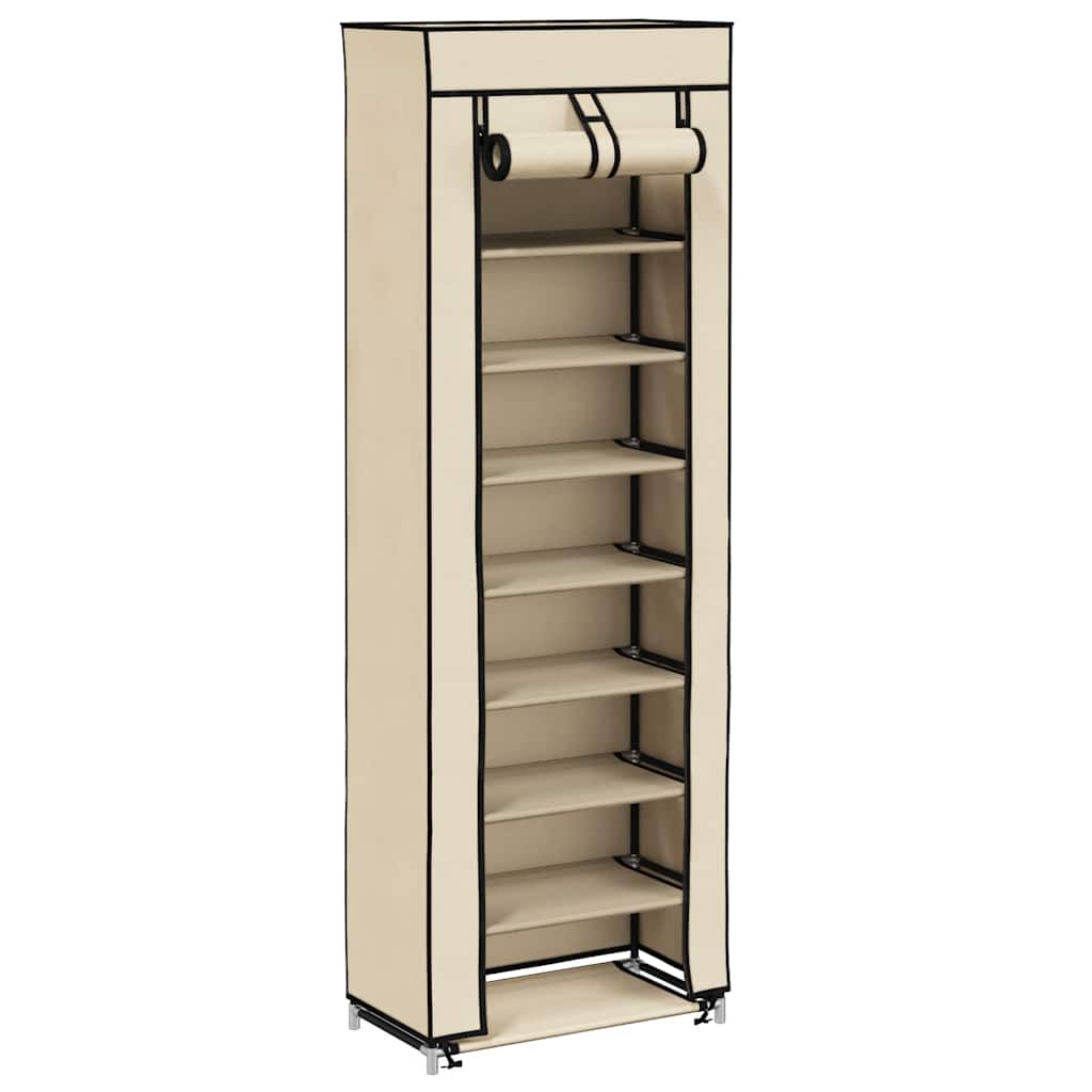 VidaXL Schuhschrank mit Abdeckung 57x29x162 cm Stoff Creme