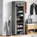 Vidaxl schoenenkast met hoes 57x29x162 cm stof grijs