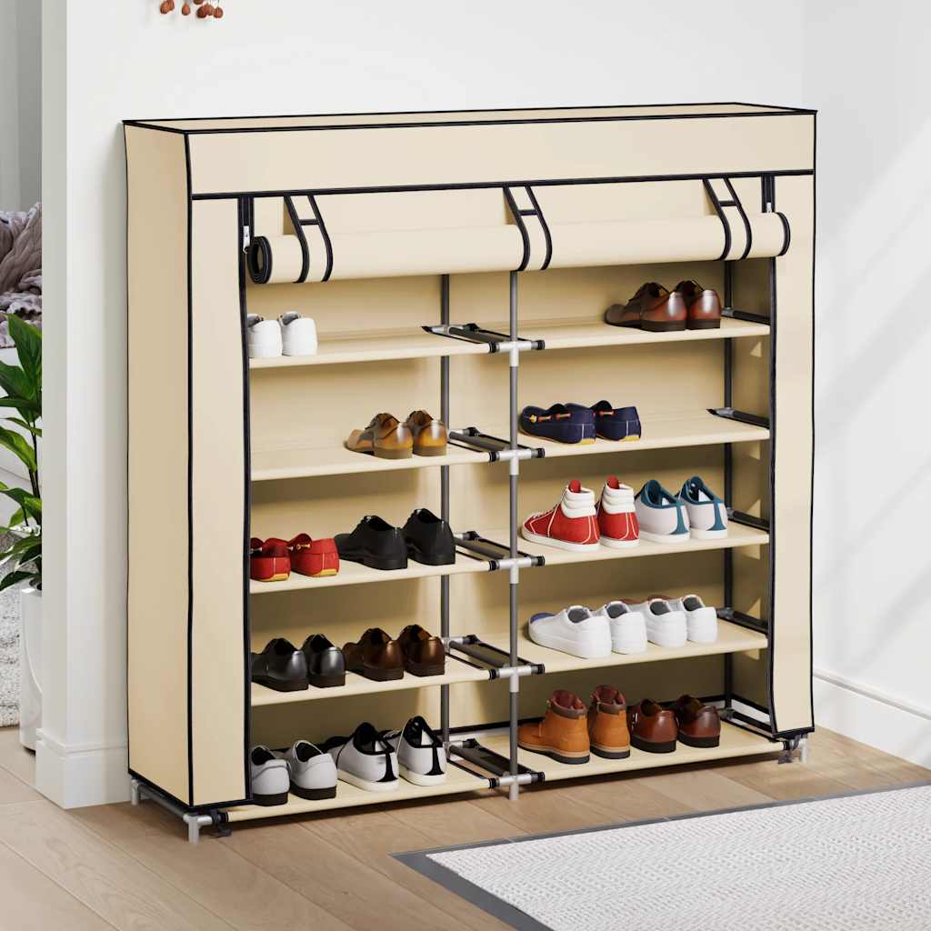 VidaXL Schuhschrank mit Abdeckung 115x28x110 cm Stoff Creme