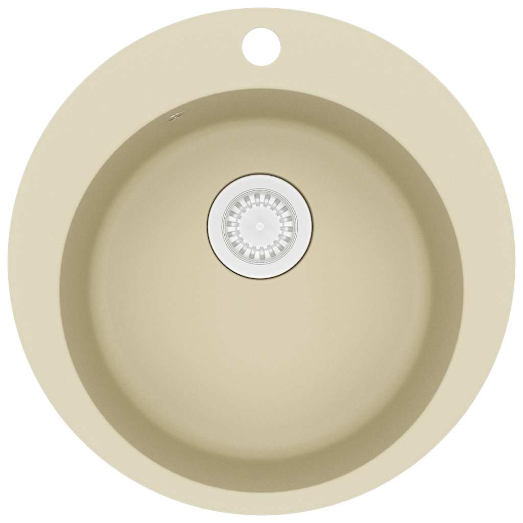 Vidaxl gootsteen enkele bak rond graniet beige