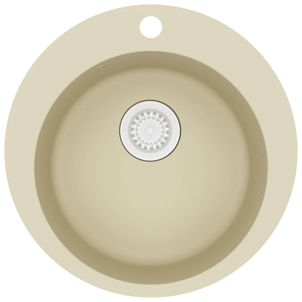 VIDAXL Spülbecken - Einzelstütze in Granitbeige
