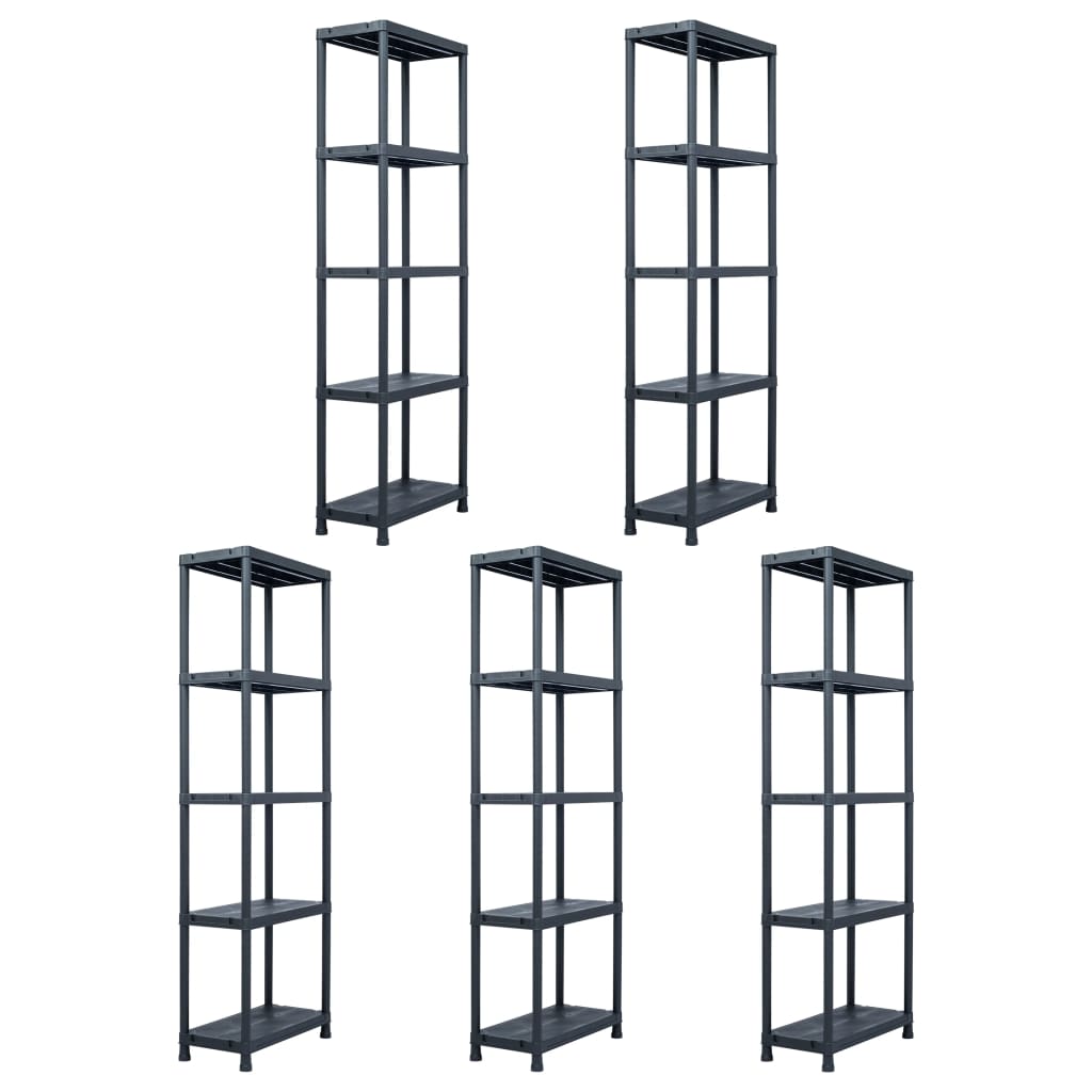 Vidaxl opbergrekken 5 st 125 kg 60x30x180 cm kunststof zwart