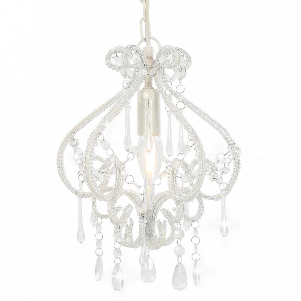 Vidaxl plafondlamp met kralen rond e14 wit