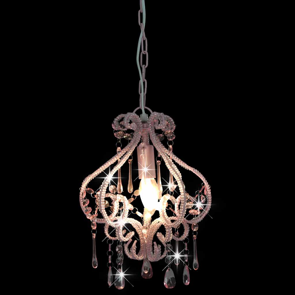 Vidaxl plafondlamp met kralen rond e14 roze