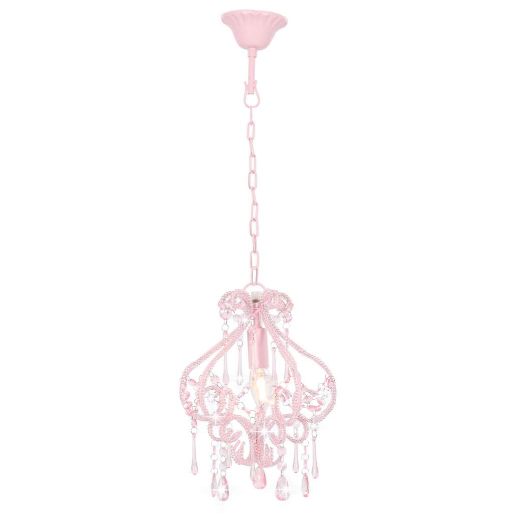 Vidaxl plafondlamp met kralen rond e14 roze