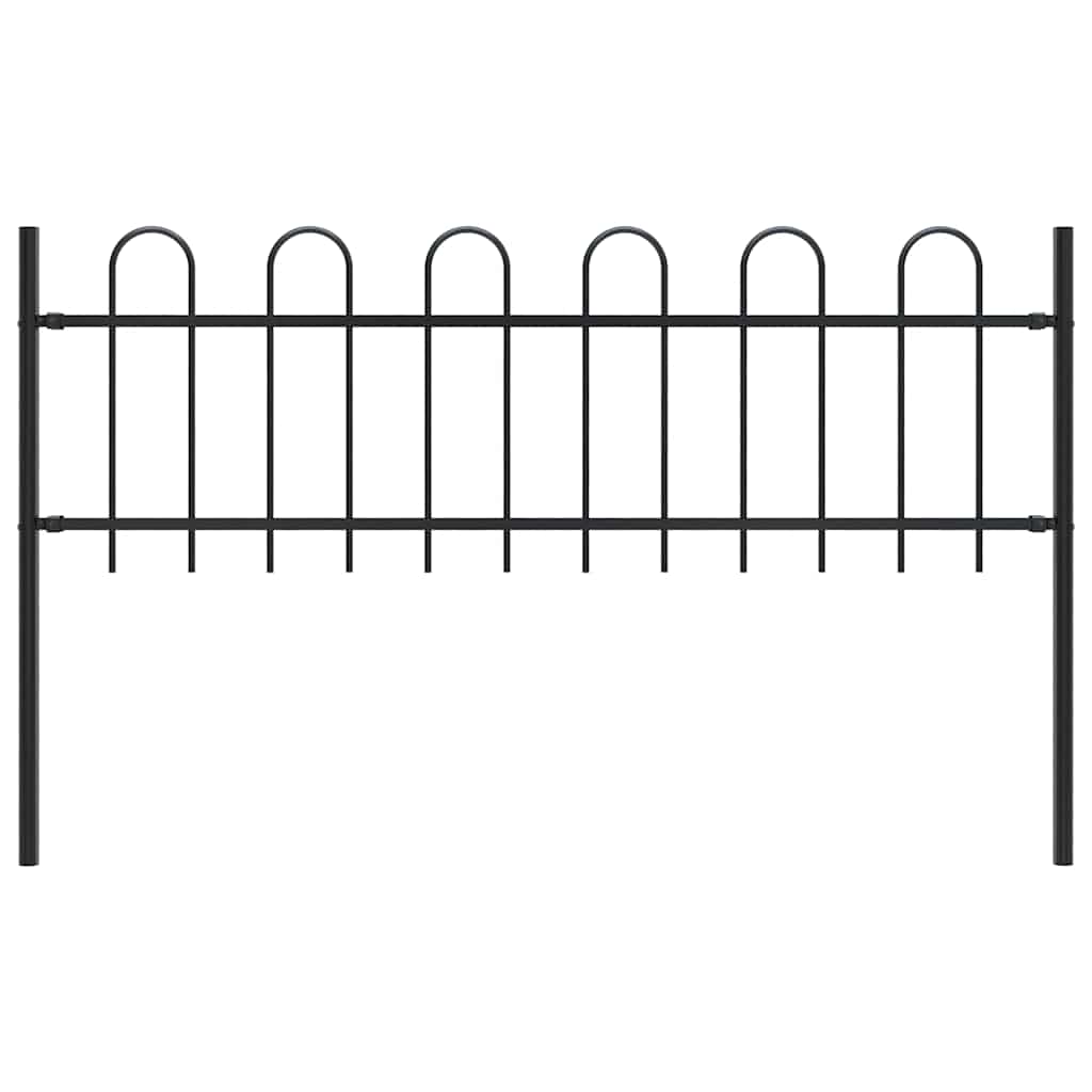 Vidaxl Gartenzaun mit rundem Top 1,8 m Stahlschwarz