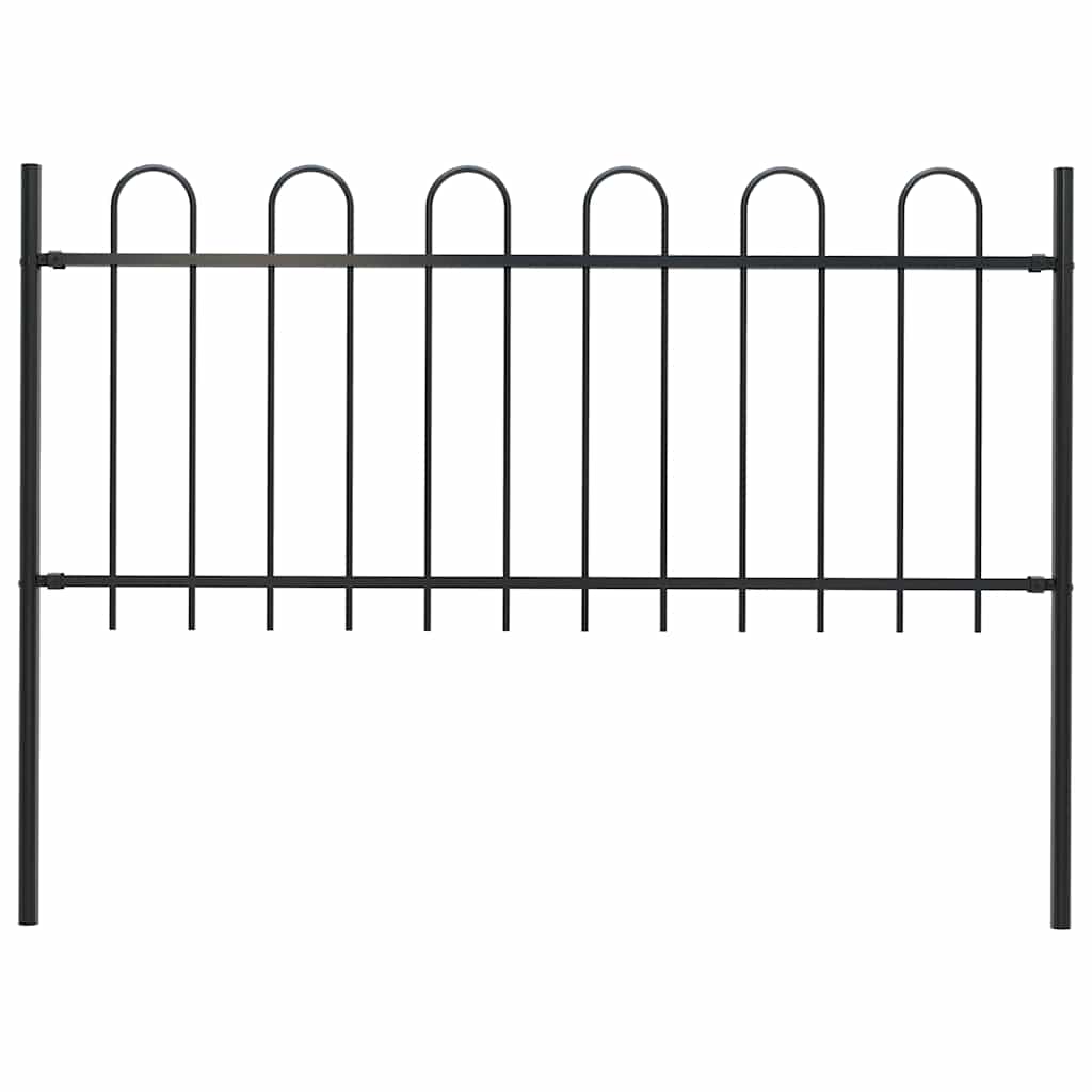 Vidaxl Gartenzaun mit rundem Top 1,8 m Stahlschwarz