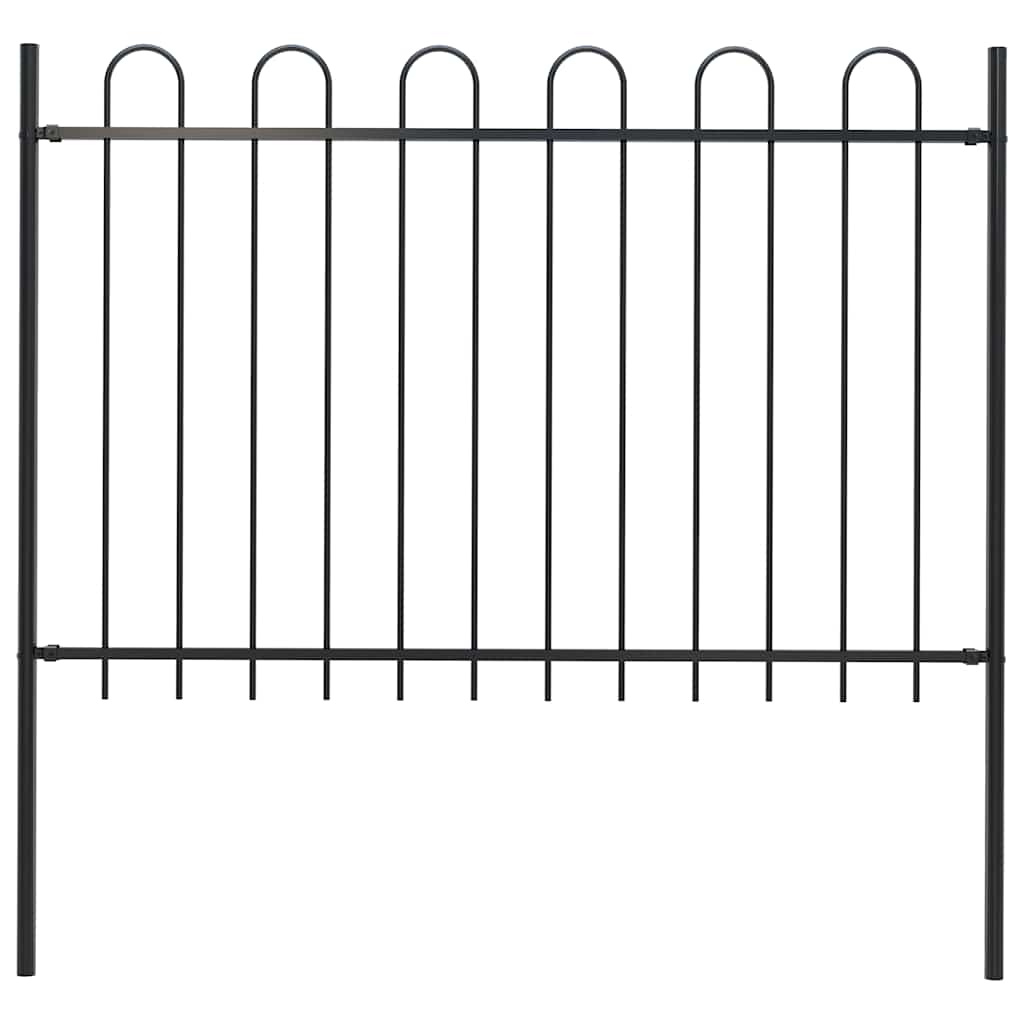 Vidaxl Gartenzaun mit rundem Top 1,8 m Stahlschwarz