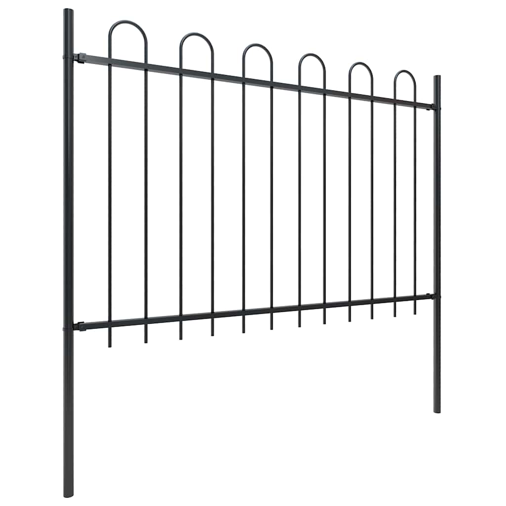Vidaxl Gartenzaun mit rundem Top 1,8 m Stahlschwarz
