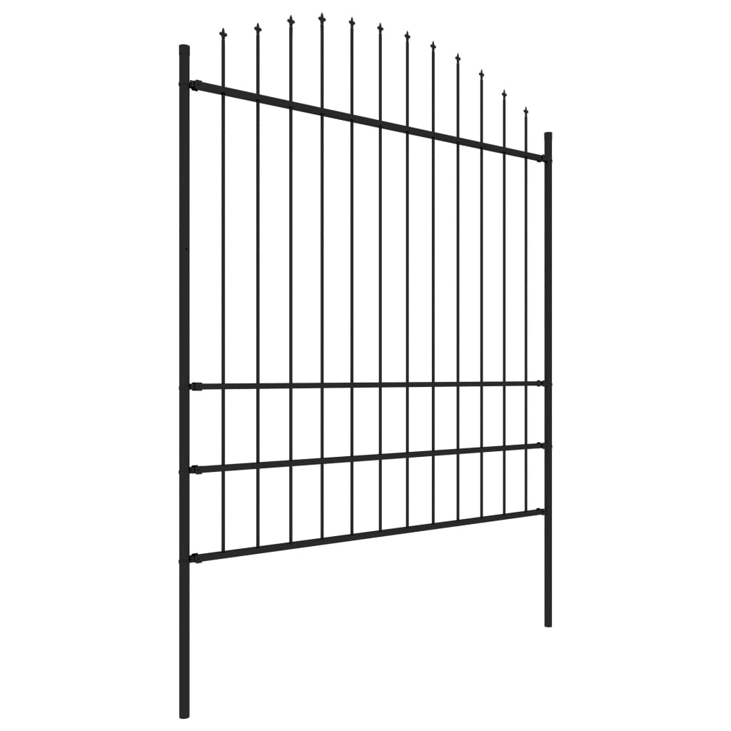 VidaXL Gartenzaun mit Spears Top (1,75-2) x1,7 M Stahl Schwarz