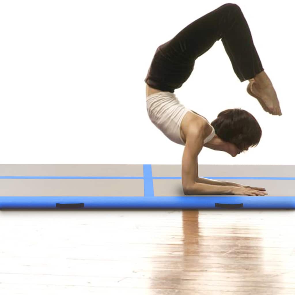 VIDAXL Gymnastikmatte mit aufblasbarer Pumpe, 300 x 100 x 10 cm, PVC, Blau