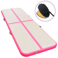 VidaXL Gymnastikmatte mit aufblasbarer Pumpe, 400 x 100 x 10 cm, PVC, Pink
