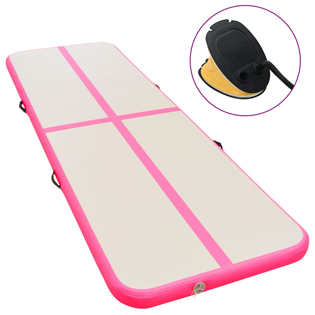 VidaXL Gymnastikmatte mit aufblasbarer Pumpe, 400 x 100 x 10 cm, PVC, Pink