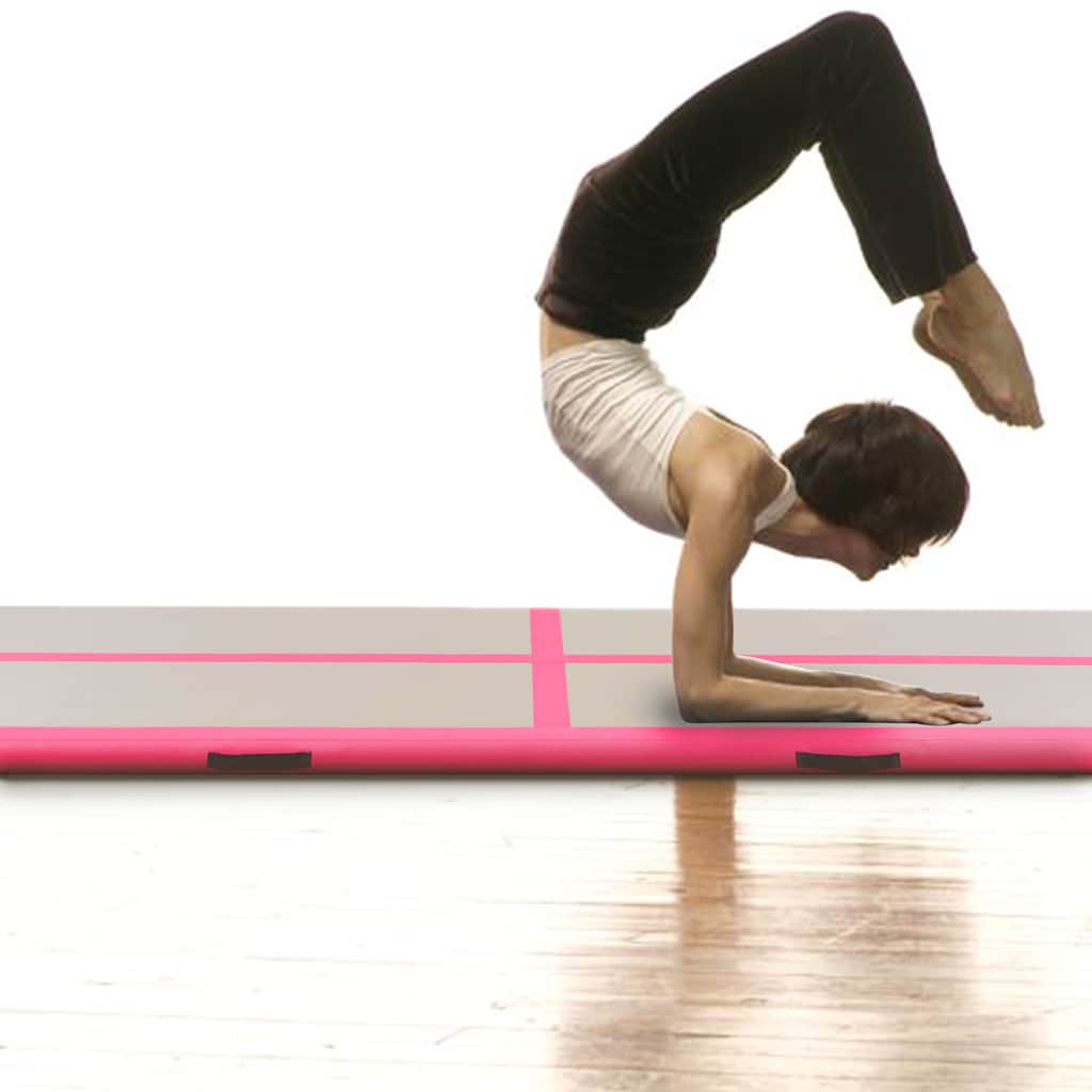 VidaXL Gymnastikmatte mit aufblasbarer Pumpe, 400 x 100 x 10 cm, PVC, Pink
