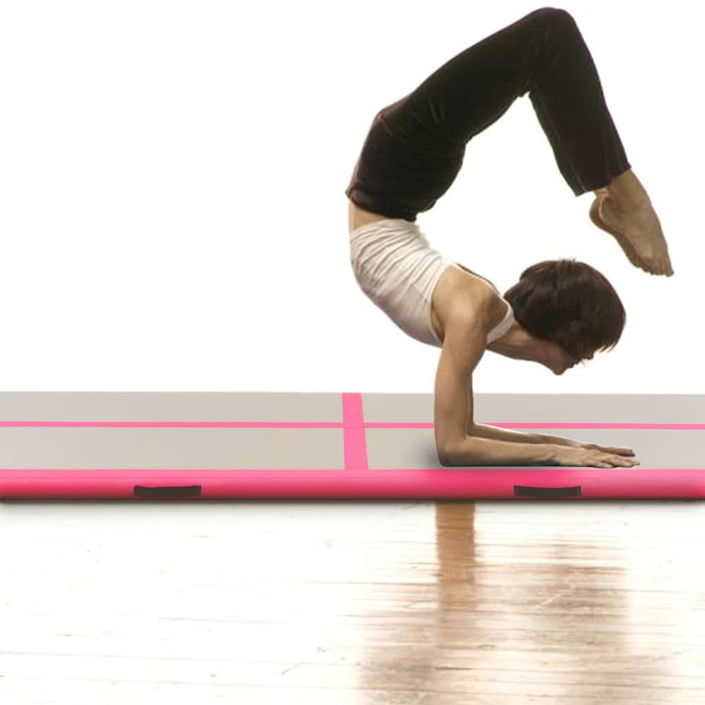 VidaXL Gymnastikmatte mit aufblasbarer Pumpe, 500 x 100 x 10 cm, PVC, Pink