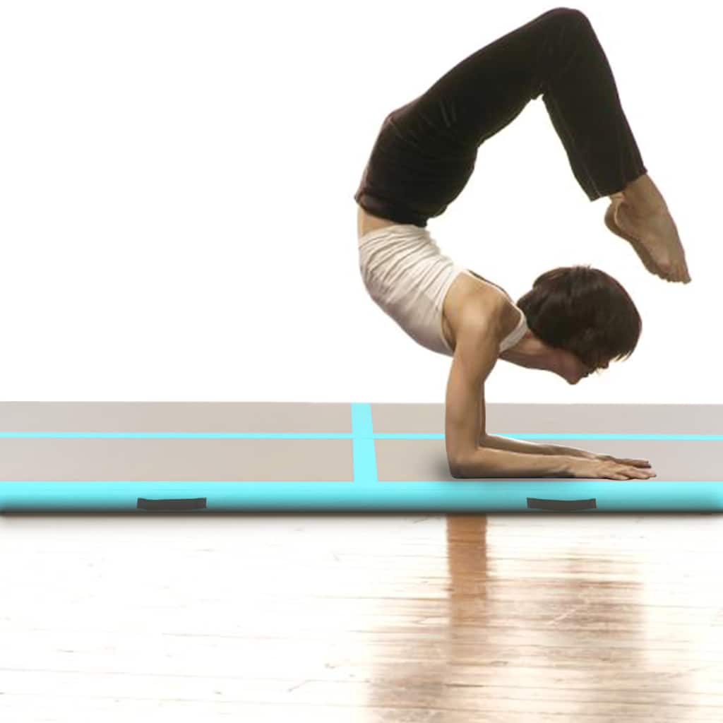 VidaXL Gymnastikmatte mit aufblasbarer Pumpe, 500 x 100 x 10 cm, PVC, Grün