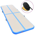 Vidaxl gymnastiekmat met pomp opblaasbaar 600x100x10 cm pvc blauw