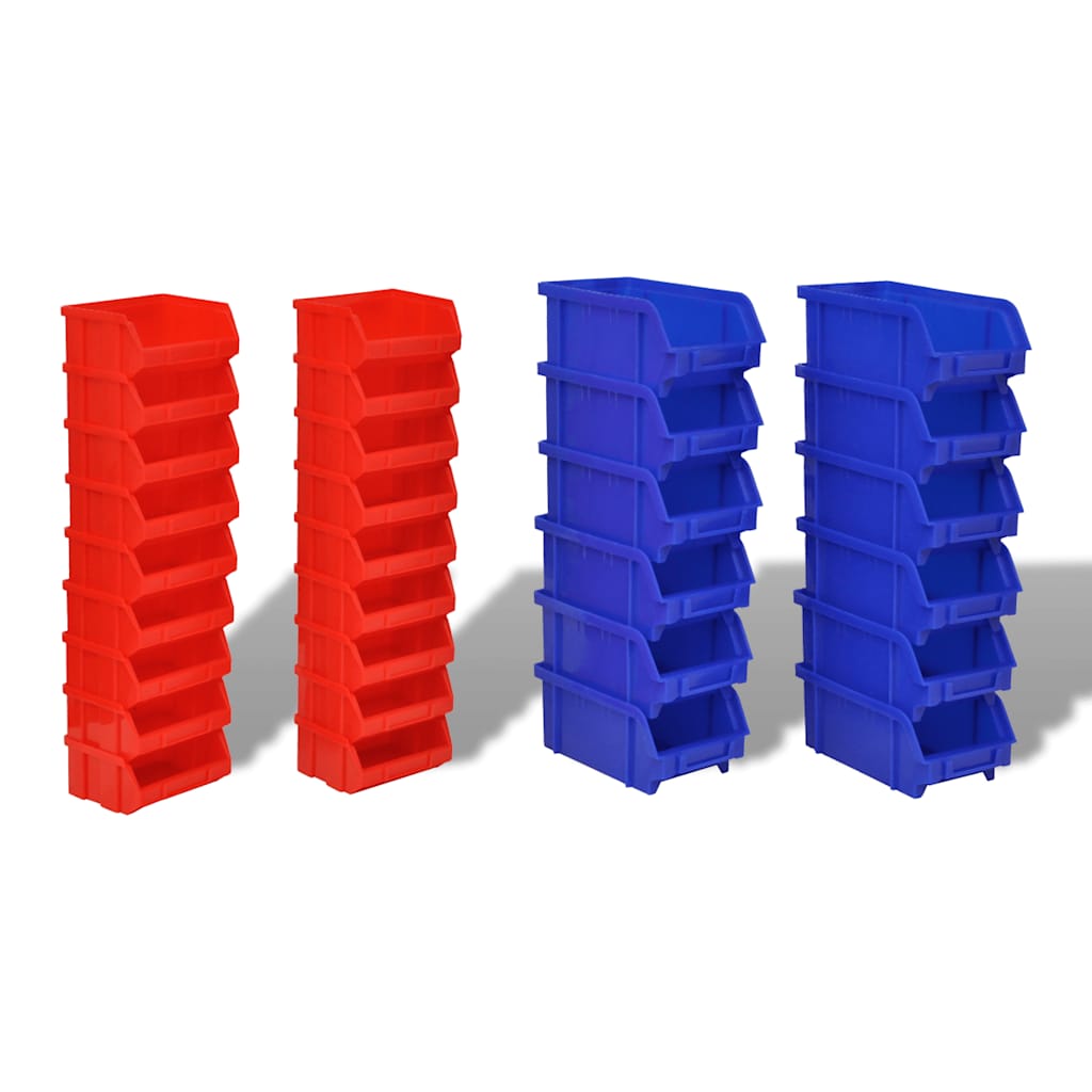 Vidaxl 30-delige opbergrek voor aan de wand blauw en rood