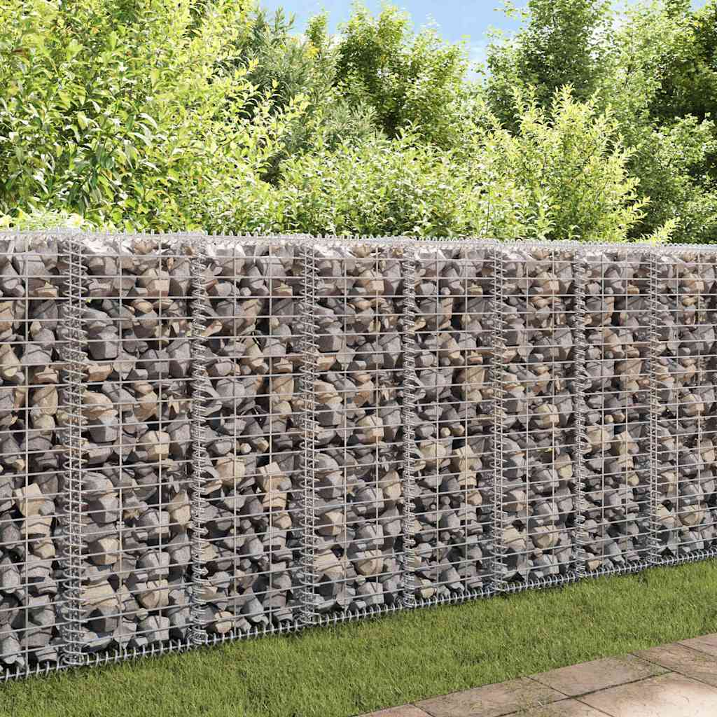 VidaXL Gabionenwand mit Deckel 20x20x100 cm, verzinkter Stahl