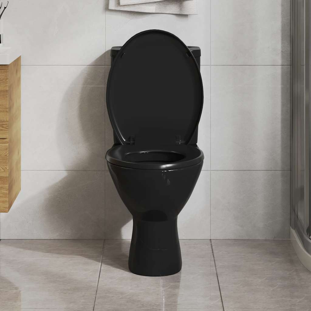 VidaXL WC-Sitz mit Absenkautomatik und Schnellverschluss, Schwarz