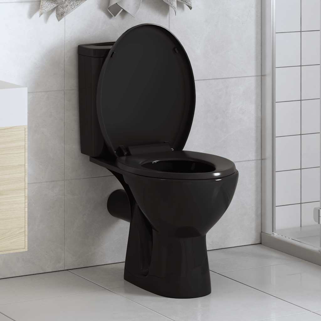 VidaXL WC-Sitz mit Absenkautomatik und Schnellverschluss, Schwarz