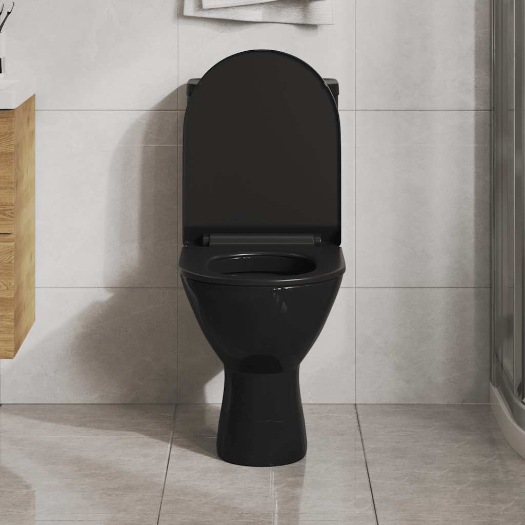 VidaXL WC-Sitz mit Absenkautomatik und Schnellverschluss, Schwarz
