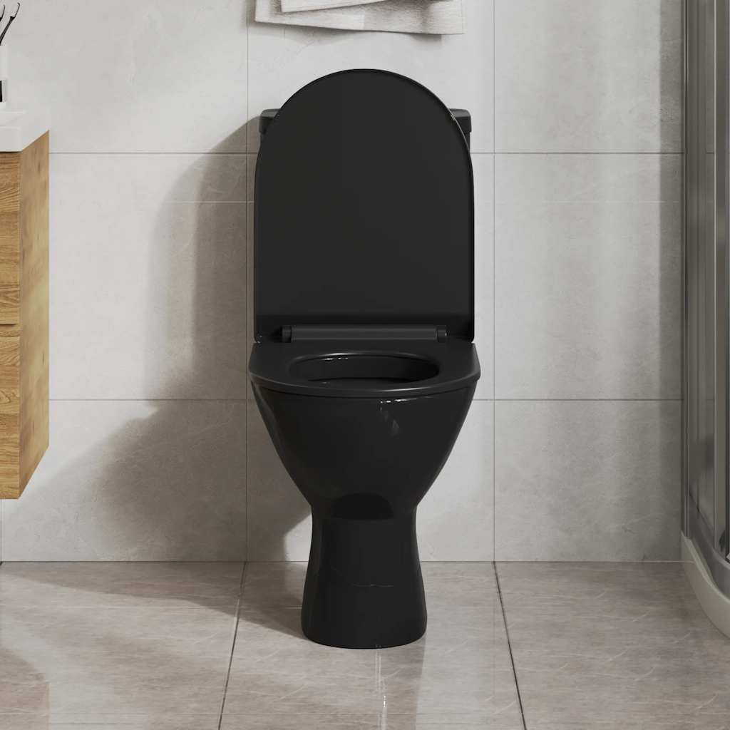 VidaXL WC-Sitz mit Absenkautomatik und Schnellverschluss, Schwarz