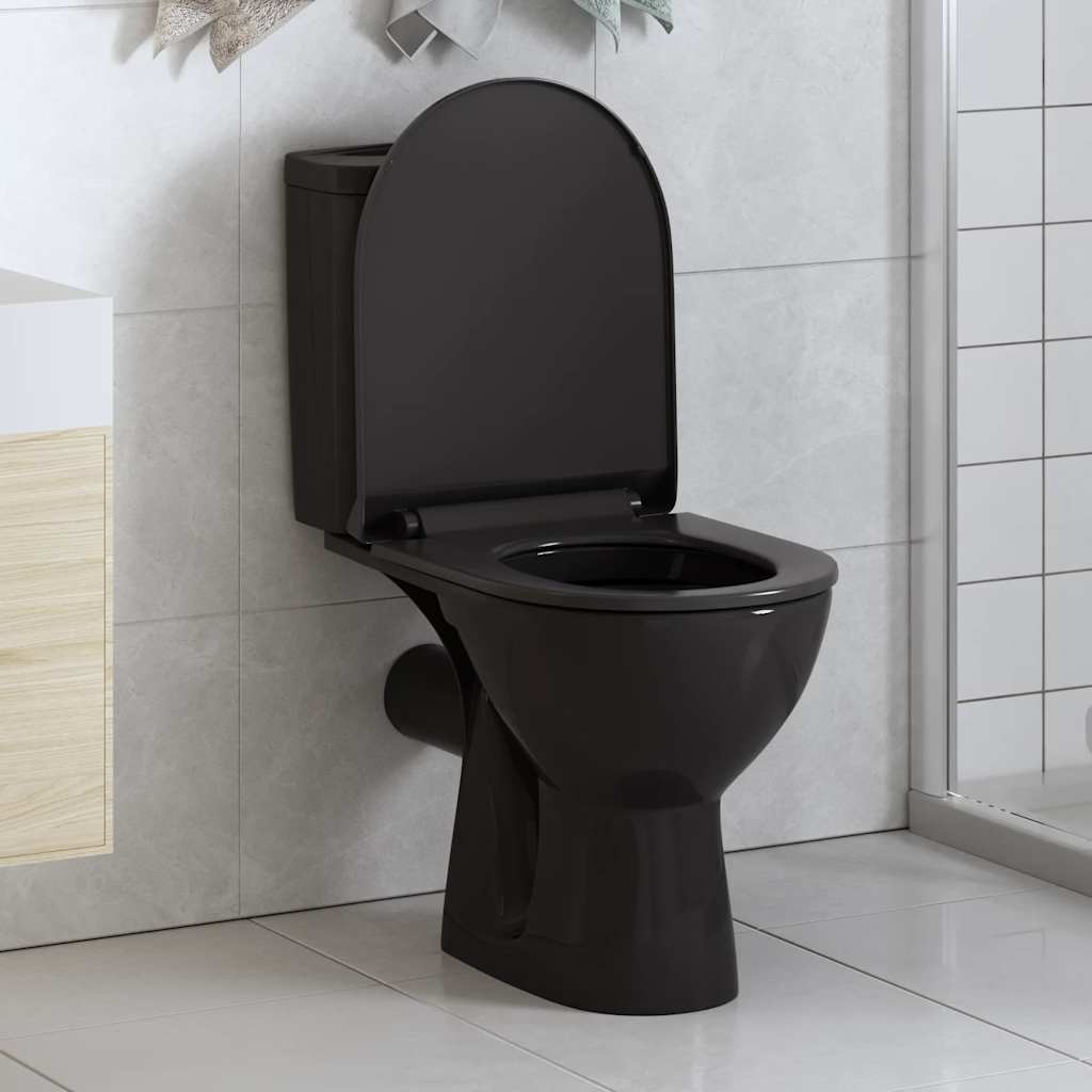 VidaXL WC-Sitz mit Absenkautomatik und Schnellverschluss, Schwarz