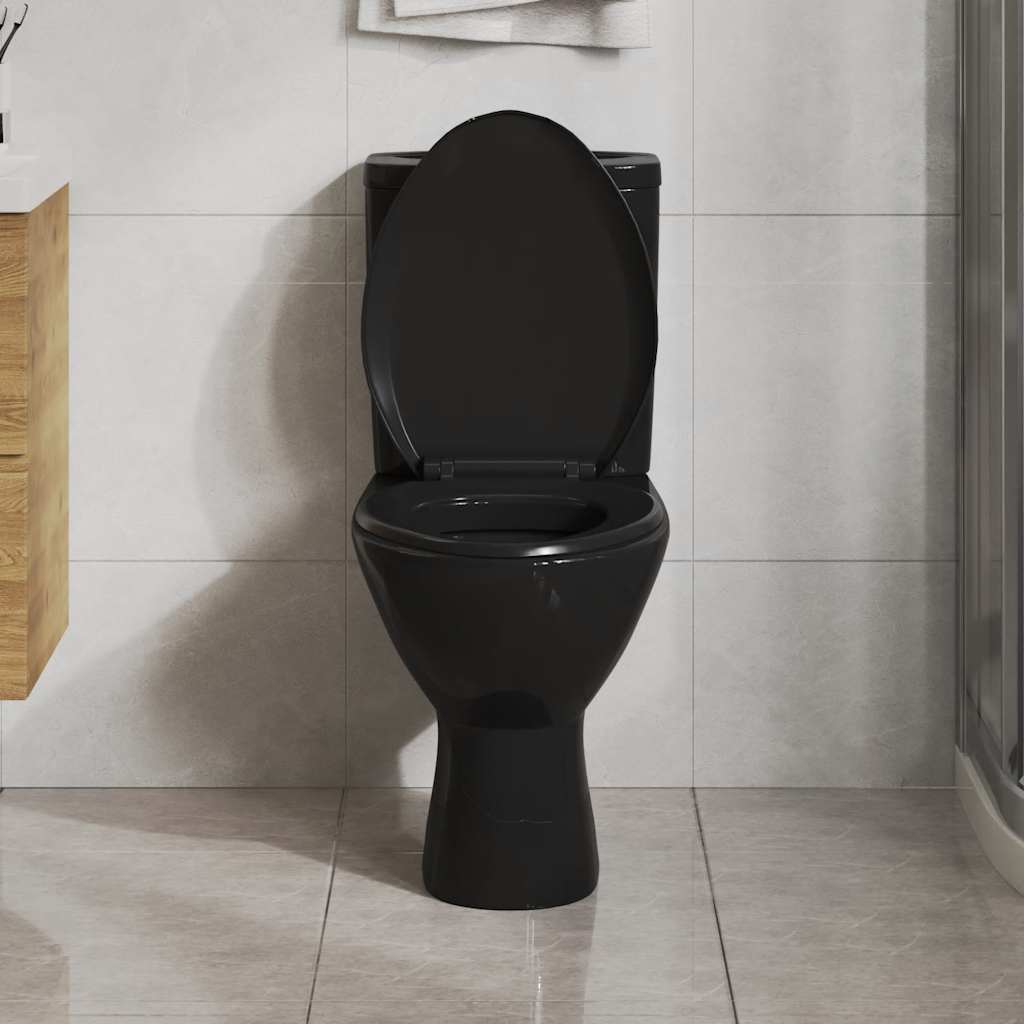 VidaXL WC-Sitz mit Absenkautomatik und Schnellverschluss, Schwarz