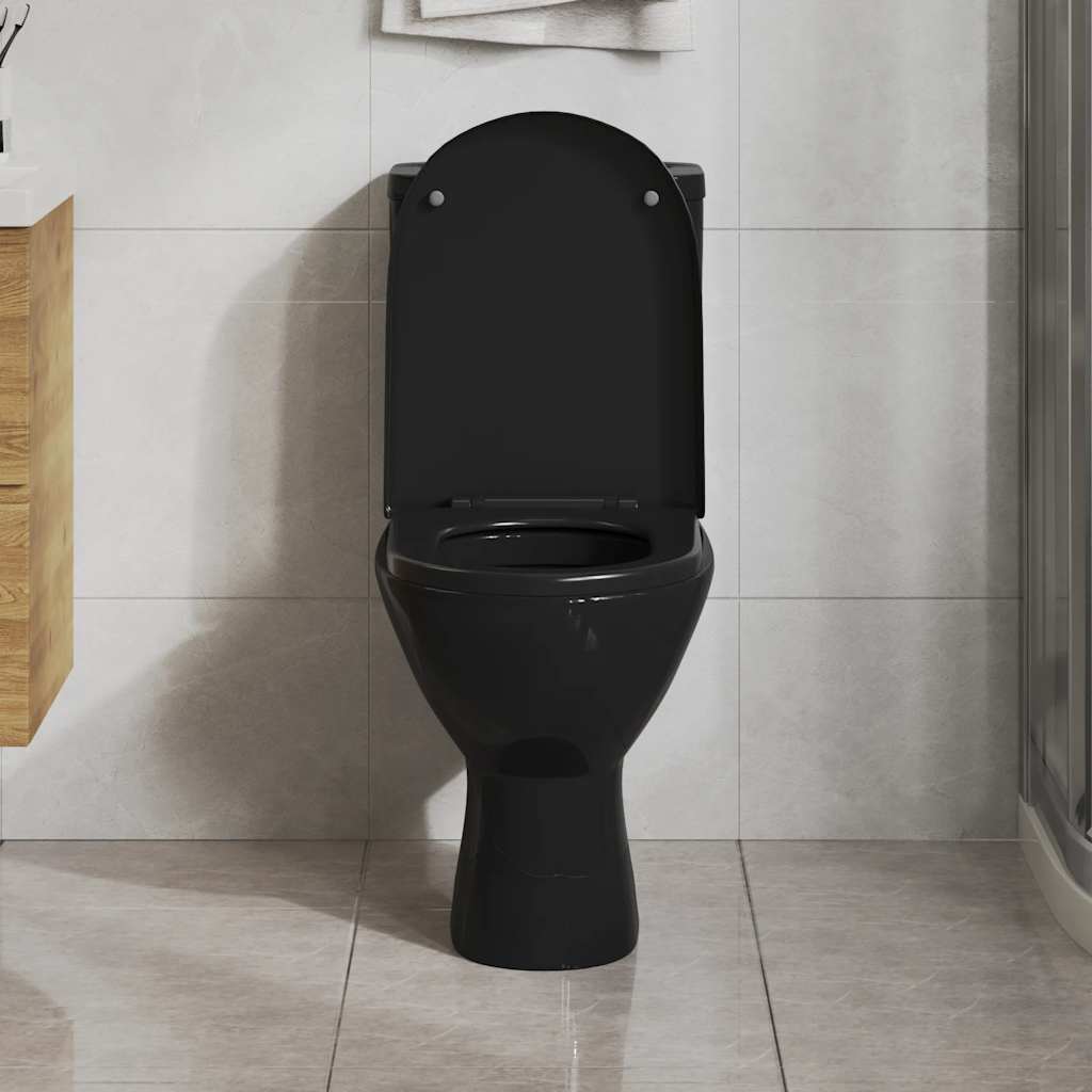 VidaXL WC-Sitz mit Absenkautomatik und Schnellverschluss, Schwarz