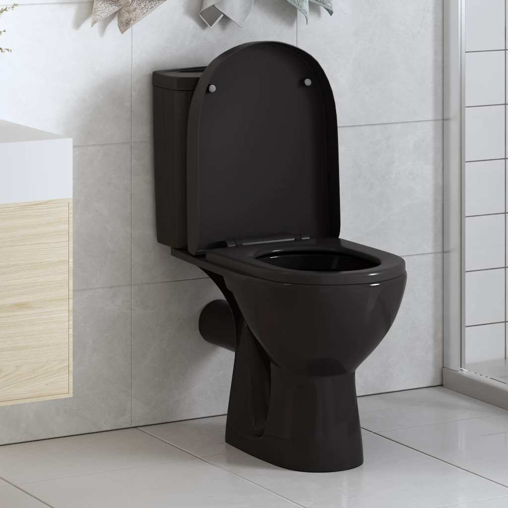 VidaXL WC-Sitz mit Absenkautomatik und Schnellverschluss, Schwarz