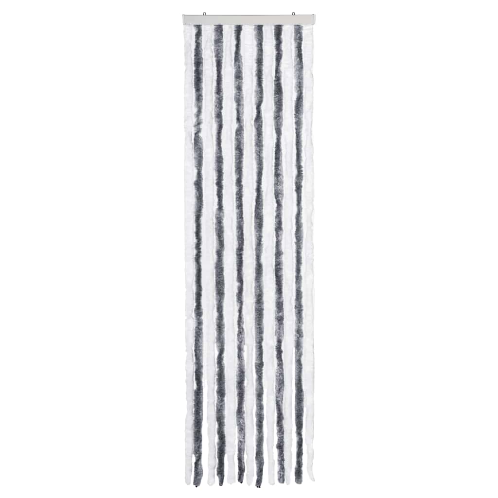 VidaXL Fliegengitter 56x185 cm Chenille Grau und Weiß