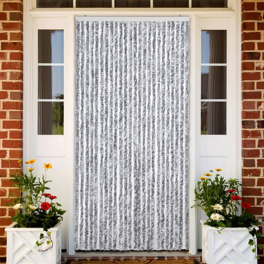 VidaXL Fliegengitter 100x220 cm Chenille Weiß und Grau