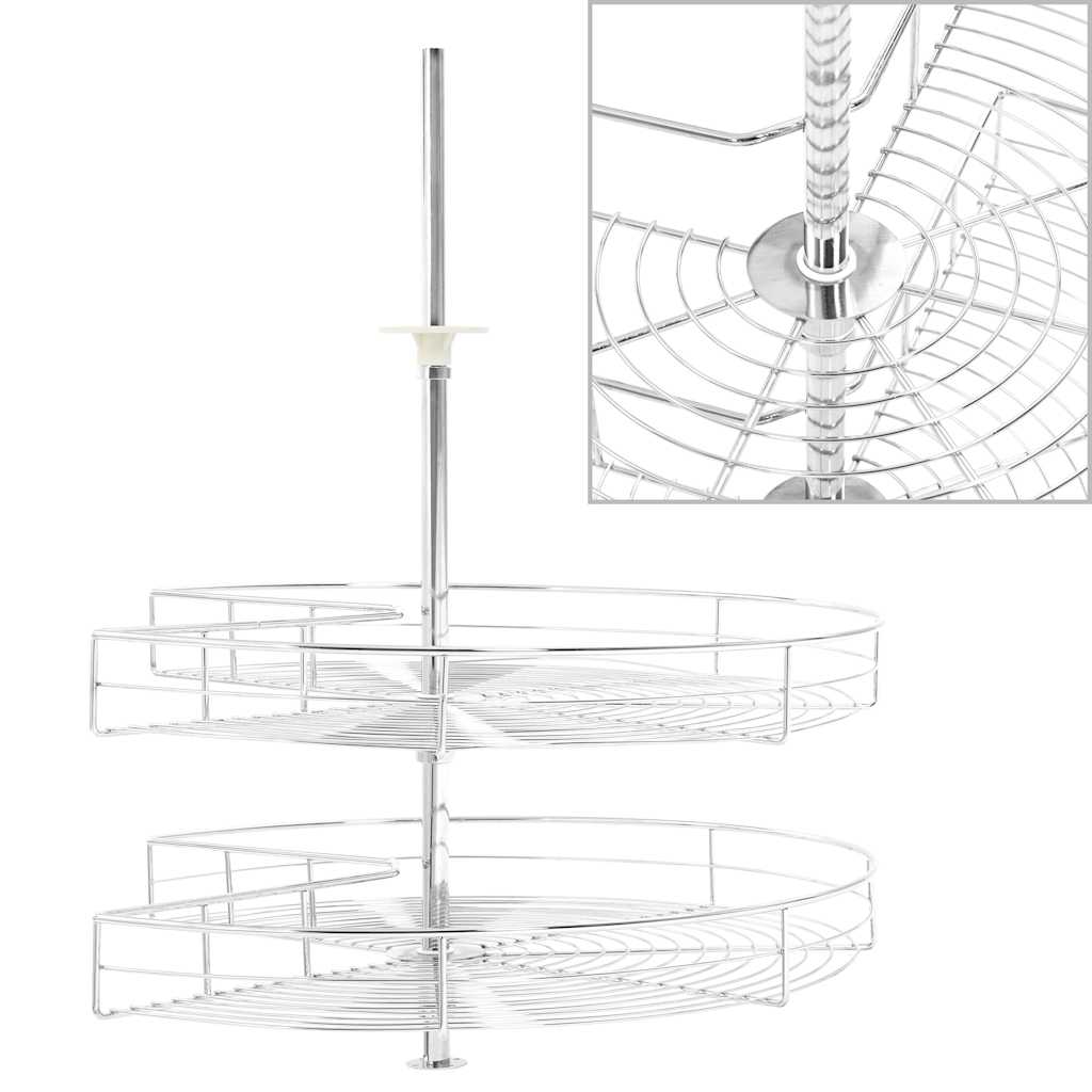 Vidaxx Drahtkorb Küche 2-lagig 270 Grad 71 x 71 x 80 cm Silberfarbe